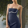 Airbrush Streamlined Dress - Navy/Ivory