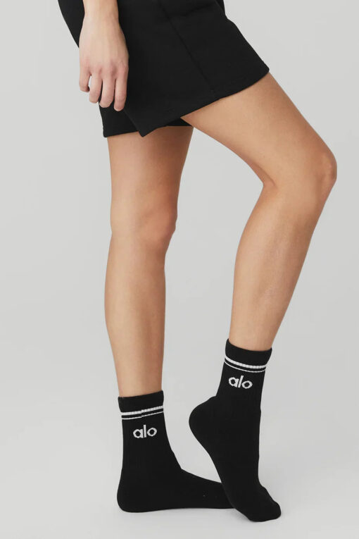 Unisex Half-Crew Throwback Sock - Black - Image 2