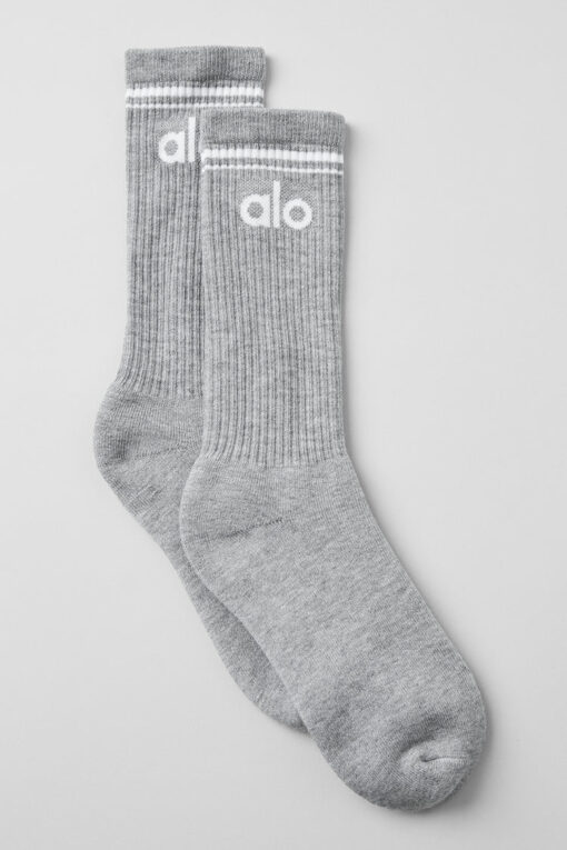 Unisex Throwback Sock Grey/White - Image 3
