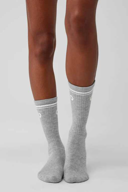 Unisex Throwback Sock Grey/White - Image 2