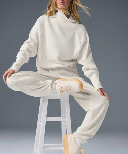 Waffle Weekend Escape Mock Neck Long Sleeve