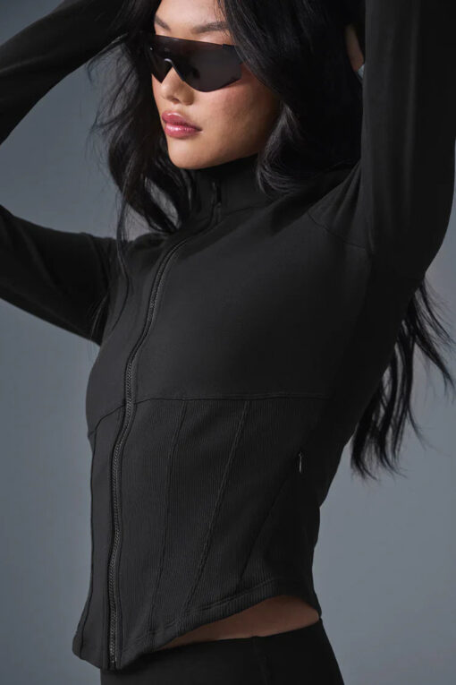 Airbrush Corset Full Zip Jacket - Black - Image 3