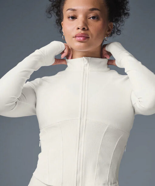 Airbrush Corset Full Zip Jacket - Ivory